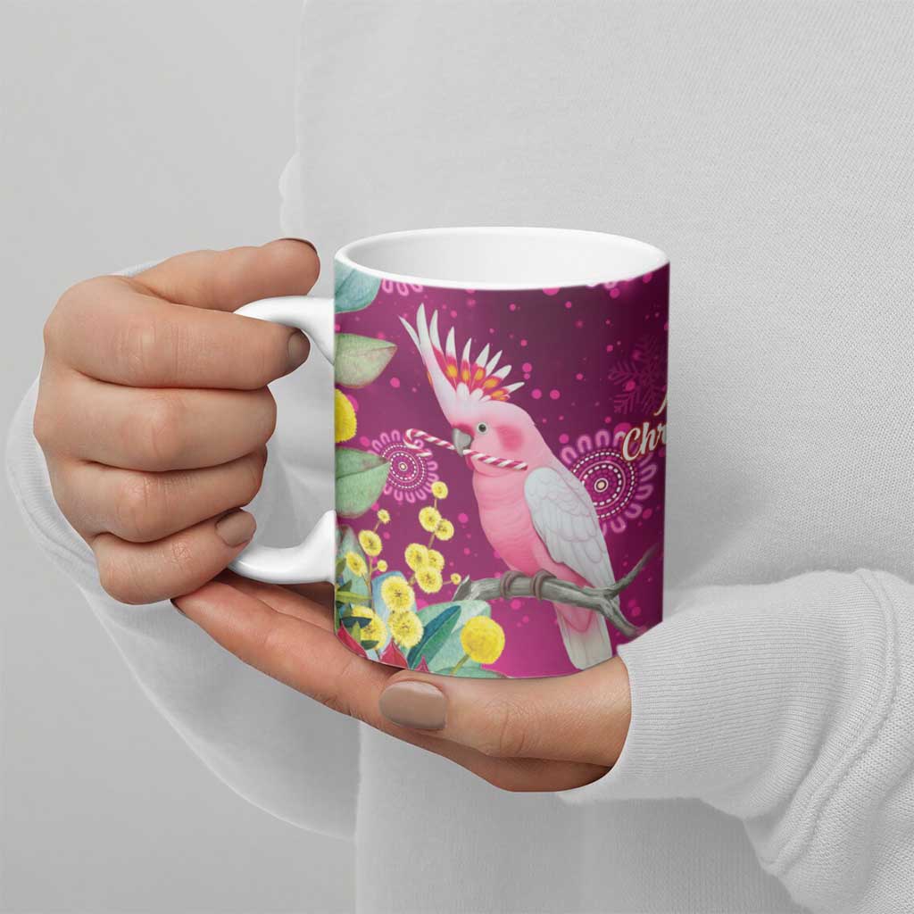 Australia Pink Cockatoo Christmas Ceramic Mug Aussie Native Flowers Merry Xmas - Pink - Aussie Hoodie