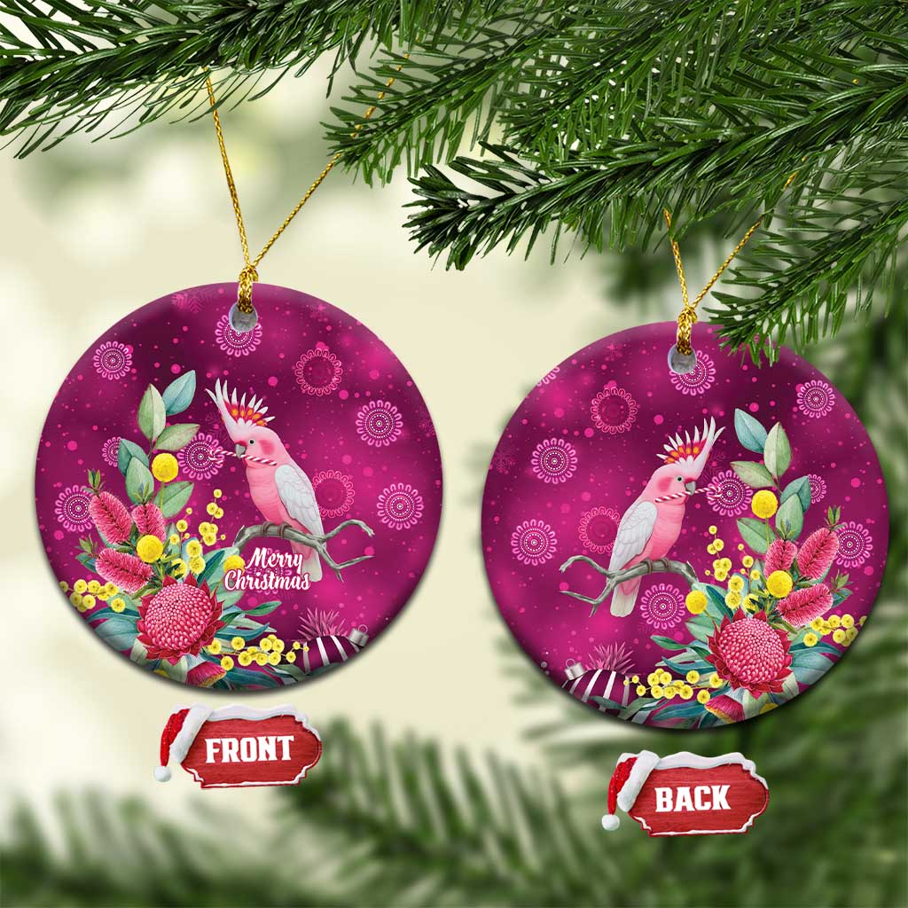 Australia Pink Cockatoo Christmas Ceramic Ornament Aussie Native Flowers Merry Xmas - Pink - Aussie Hoodie