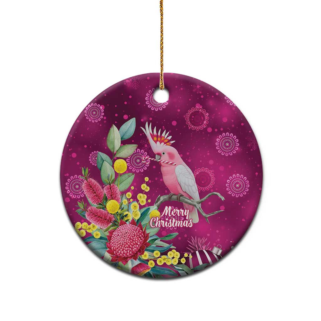 Australia Pink Cockatoo Christmas Ceramic Ornament Aussie Native Flowers Merry Xmas - Pink - Aussie Hoodie
