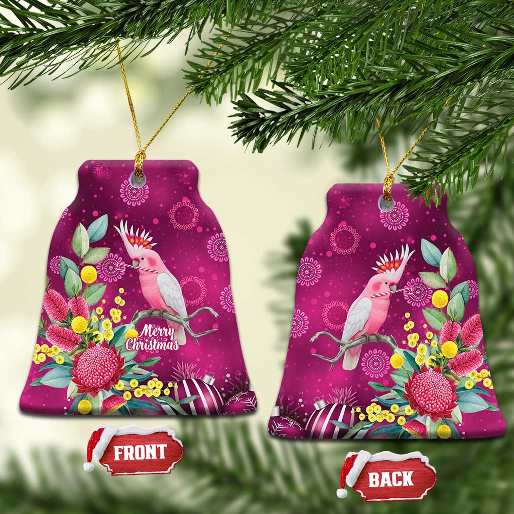 Australia Pink Cockatoo Christmas Ceramic Ornament Aussie Native Flowers Merry Xmas - Pink - Aussie Hoodie