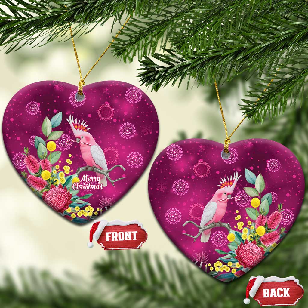 Australia Pink Cockatoo Christmas Ceramic Ornament Aussie Native Flowers Merry Xmas - Pink - Aussie Hoodie