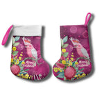Australia Pink Cockatoo Christmas Stocking Aussie Native Flowers Merry Xmas - Pink - Aussie Hoodie