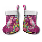 Australia Pink Cockatoo Christmas Stocking Aussie Native Flowers Merry Xmas - Pink - Aussie Hoodie