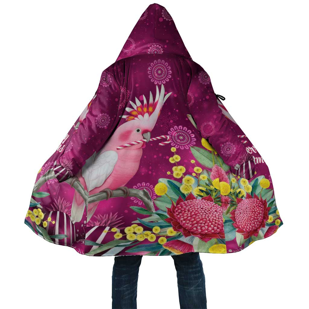 Australia Pink Cockatoo Christmas Cloak Aussie Native Flowers Merry Xmas - Pink - Aussie Hoodie