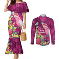 Australia Pink Cockatoo Christmas Couples Matching Mermaid Dress and Long Sleeve Button Shirt Aussie Native Flowers Merry Xmas - Pink - Aussie Hoodie