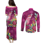 Australia Pink Cockatoo Christmas Couples Matching Puletasi and Long Sleeve Button Shirt Aussie Native Flowers Merry Xmas - Pink - Aussie Hoodie