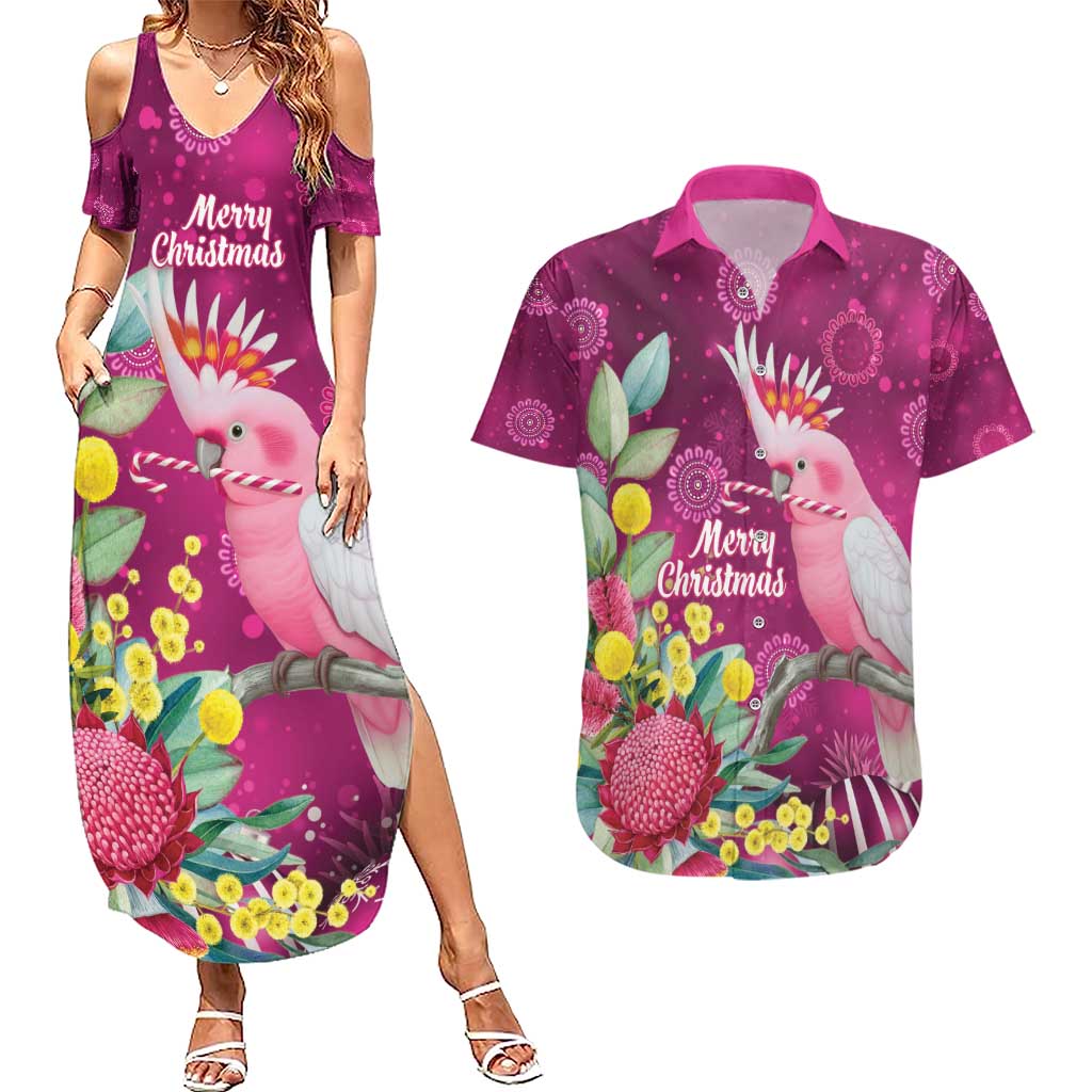 Australia Pink Cockatoo Christmas Couples Matching Summer Maxi Dress and Hawaiian Shirt Aussie Native Flowers Merry Xmas - Pink - Aussie Hoodie