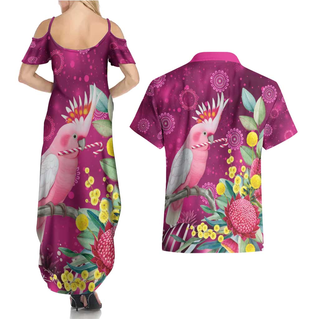 Australia Pink Cockatoo Christmas Couples Matching Summer Maxi Dress and Hawaiian Shirt Aussie Native Flowers Merry Xmas - Pink - Aussie Hoodie