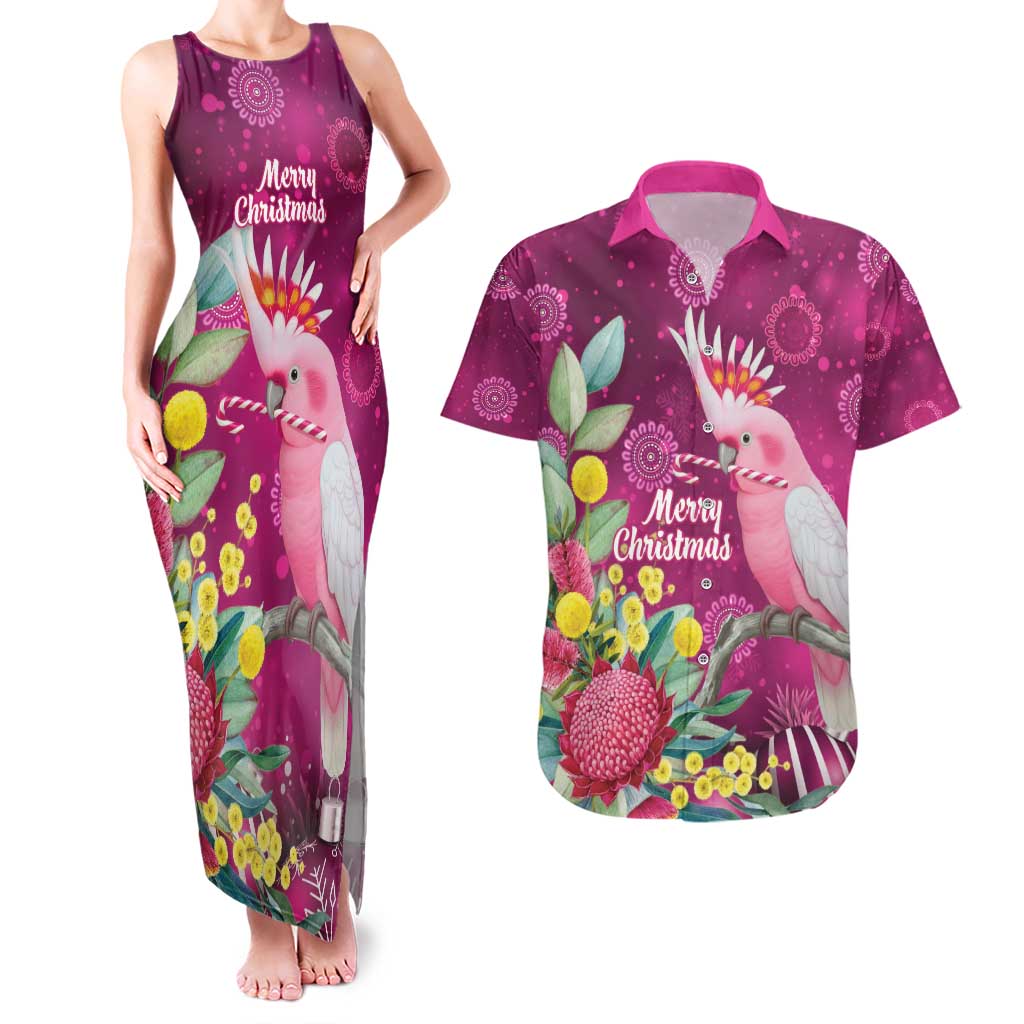 Australia Pink Cockatoo Christmas Couples Matching Tank Maxi Dress and Hawaiian Shirt Aussie Native Flowers Merry Xmas - Pink - Aussie Hoodie