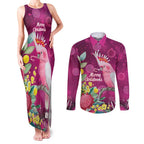Australia Pink Cockatoo Christmas Couples Matching Tank Maxi Dress and Long Sleeve Button Shirt Aussie Native Flowers Merry Xmas - Pink - Aussie Hoodie