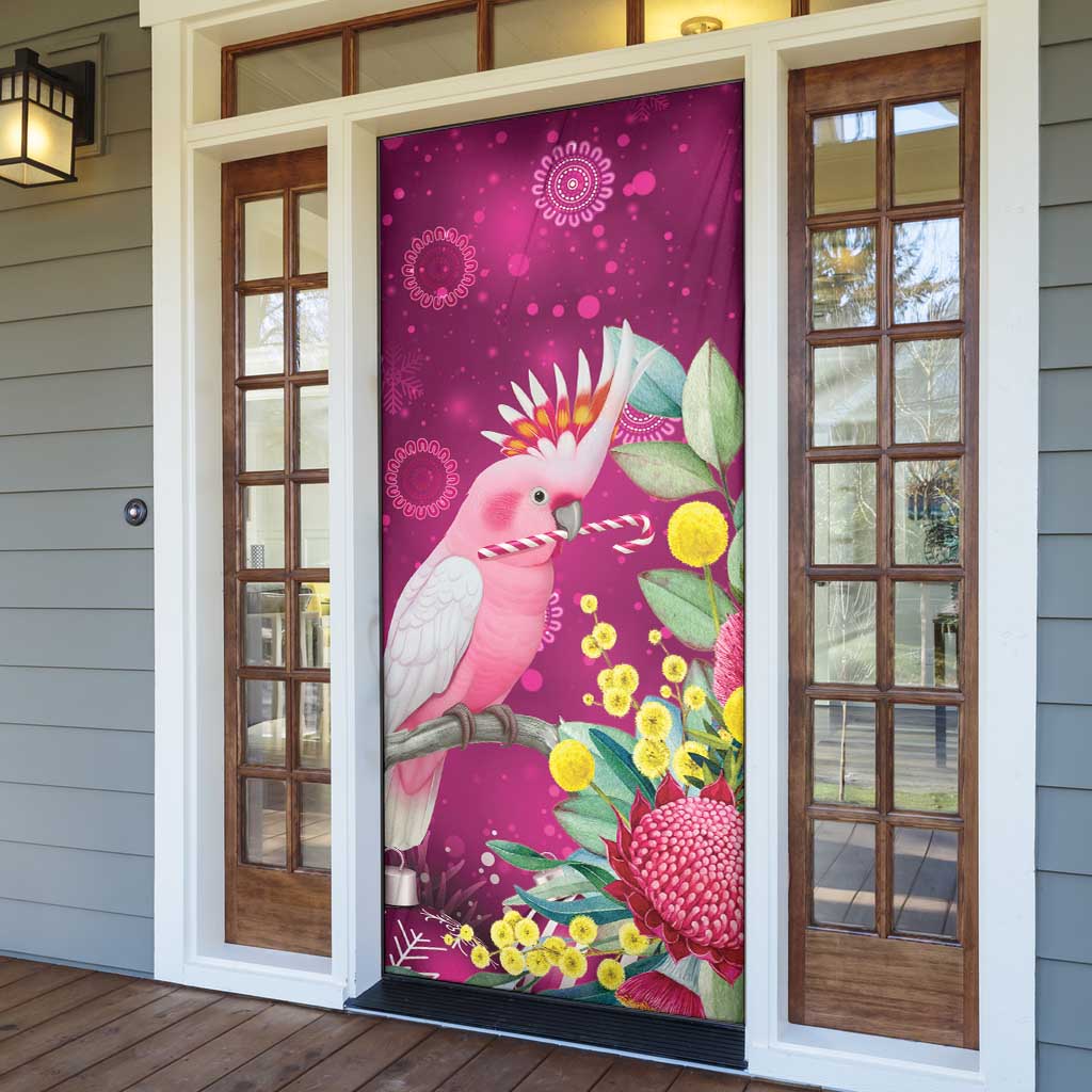 Australia Pink Cockatoo Christmas Door Cover Aussie Native Flowers Merry Xmas - Pink - Aussie Hoodie