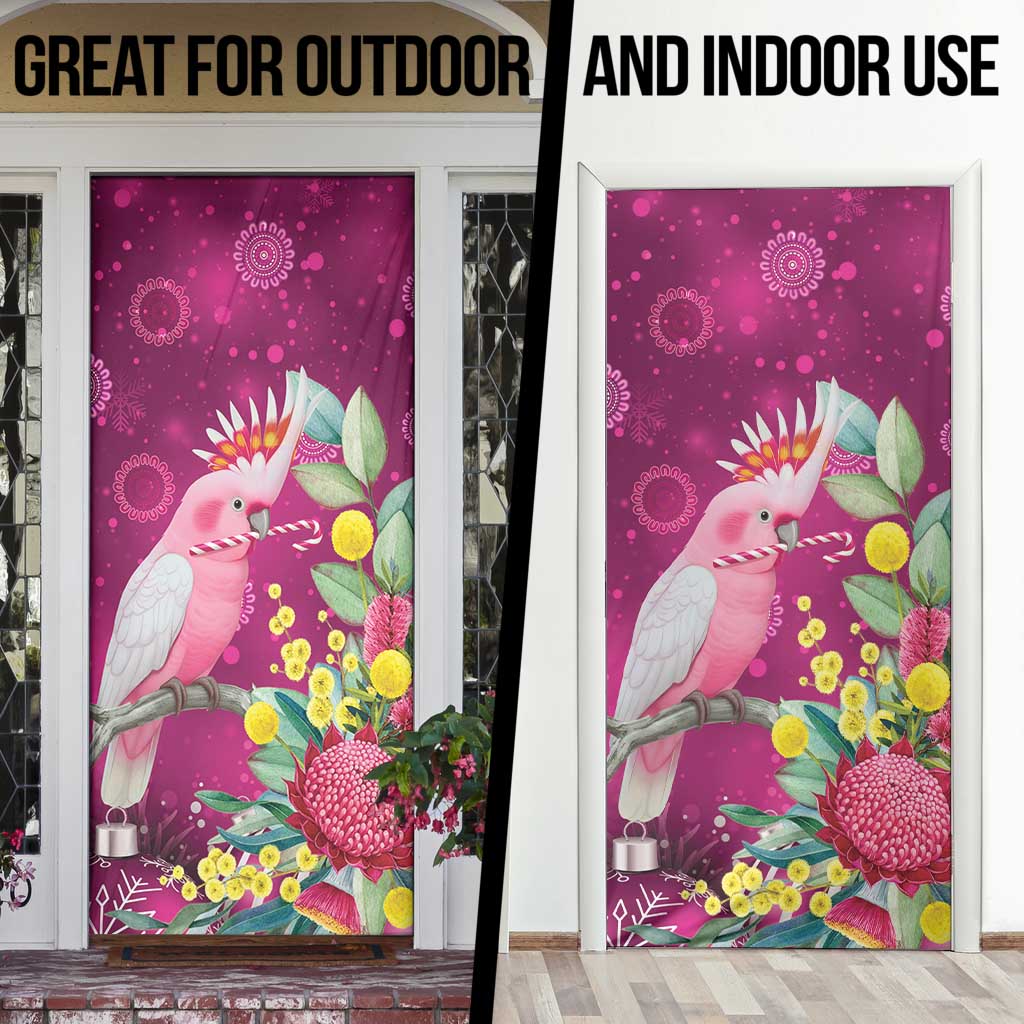 Australia Pink Cockatoo Christmas Door Cover Aussie Native Flowers Merry Xmas - Pink - Aussie Hoodie