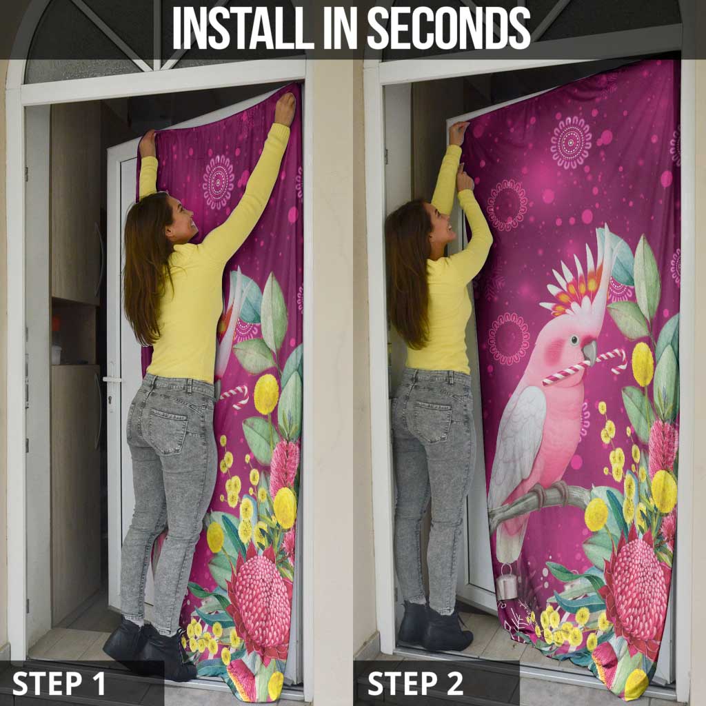 Australia Pink Cockatoo Christmas Door Cover Aussie Native Flowers Merry Xmas - Pink - Aussie Hoodie