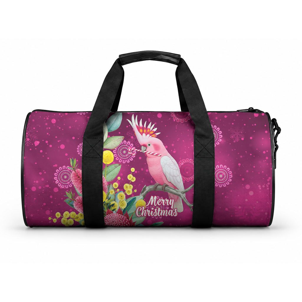 Australia Pink Cockatoo Christmas Duffle Bag Aussie Native Flowers Merry Xmas - Pink