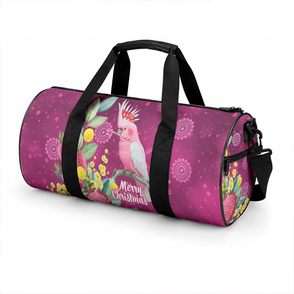 Australia Pink Cockatoo Christmas Duffle Bag Aussie Native Flowers Merry Xmas - Pink