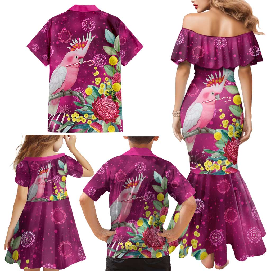 Australia Pink Cockatoo Christmas Family Matching Mermaid Dress and Hawaiian Shirt Aussie Native Flowers Merry Xmas - Pink - Aussie Hoodie