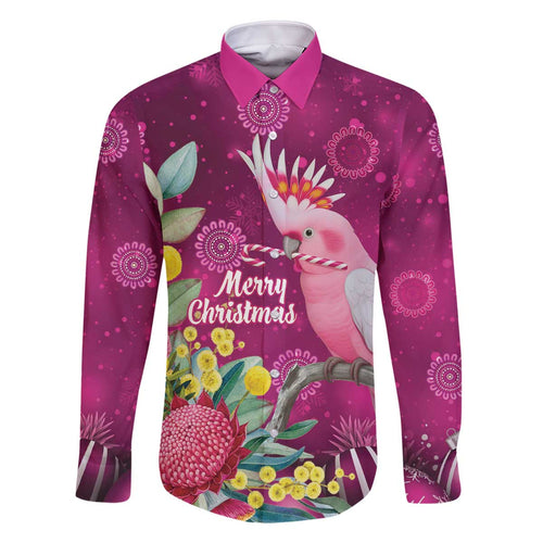 Australia Pink Cockatoo Christmas Family Matching Off The Shoulder Long Sleeve Dress and Hawaiian Shirt Aussie Native Flowers Merry Xmas - Pink - Aussie Hoodie