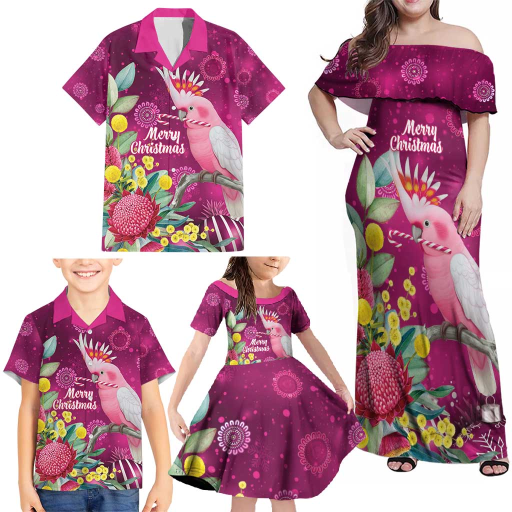Australia Pink Cockatoo Christmas Family Matching Off Shoulder Maxi Dress and Hawaiian Shirt Aussie Native Flowers Merry Xmas - Pink - Aussie Hoodie
