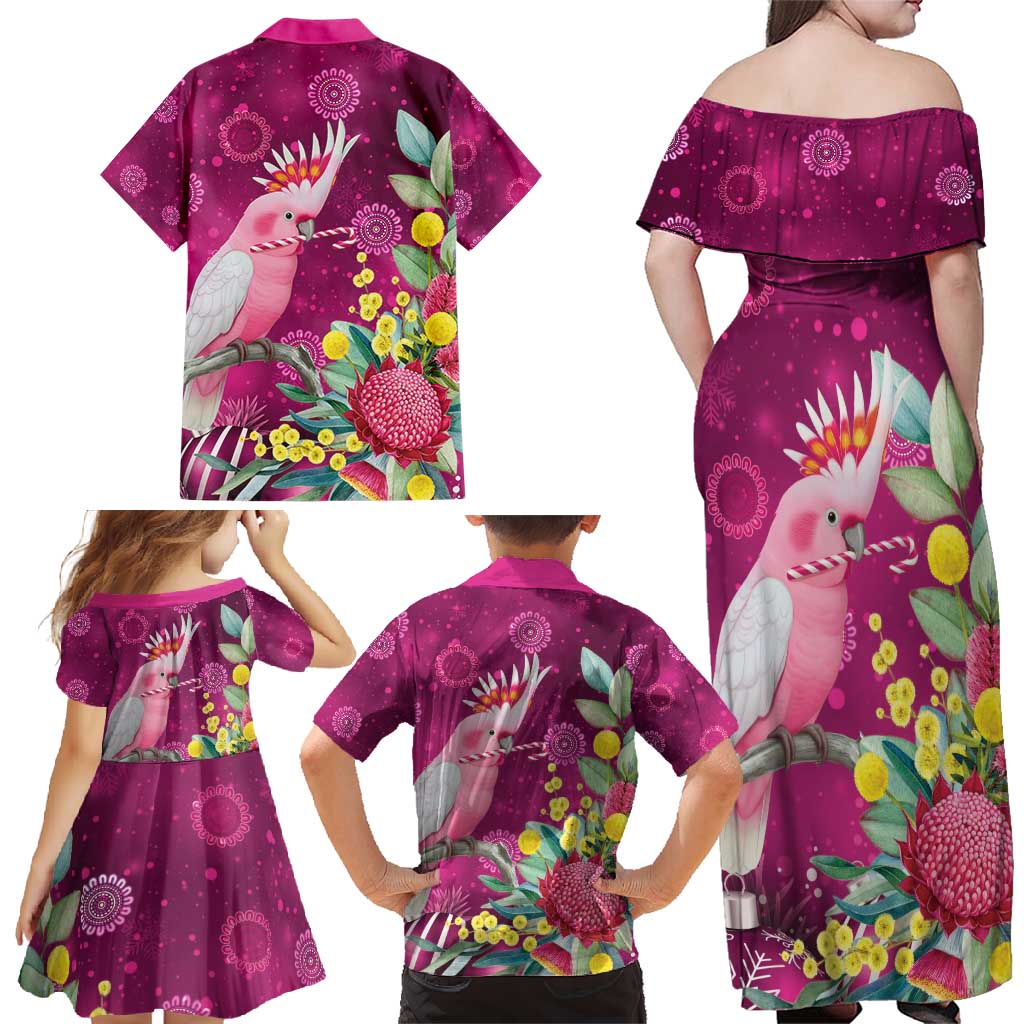Australia Pink Cockatoo Christmas Family Matching Off Shoulder Maxi Dress and Hawaiian Shirt Aussie Native Flowers Merry Xmas - Pink - Aussie Hoodie