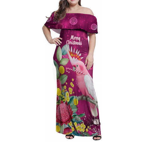 Australia Pink Cockatoo Christmas Family Matching Off Shoulder Maxi Dress and Hawaiian Shirt Aussie Native Flowers Merry Xmas - Pink - Aussie Hoodie