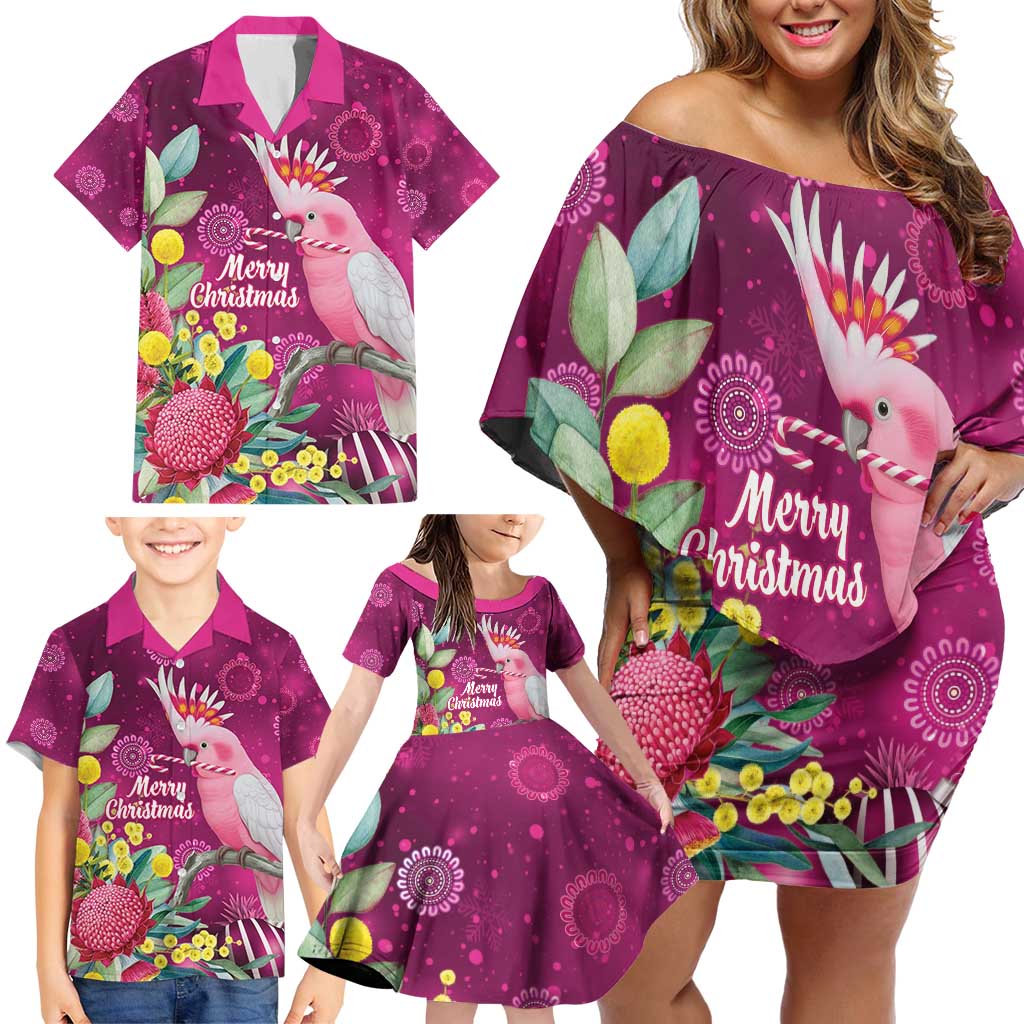 Australia Pink Cockatoo Christmas Family Matching Off Shoulder Short Dress and Hawaiian Shirt Aussie Native Flowers Merry Xmas - Pink - Aussie Hoodie
