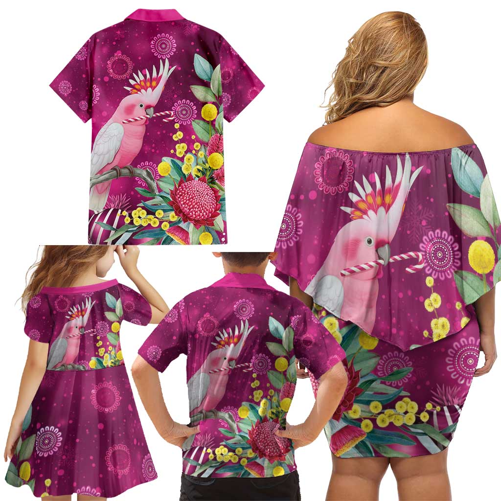 Australia Pink Cockatoo Christmas Family Matching Off Shoulder Short Dress and Hawaiian Shirt Aussie Native Flowers Merry Xmas - Pink - Aussie Hoodie