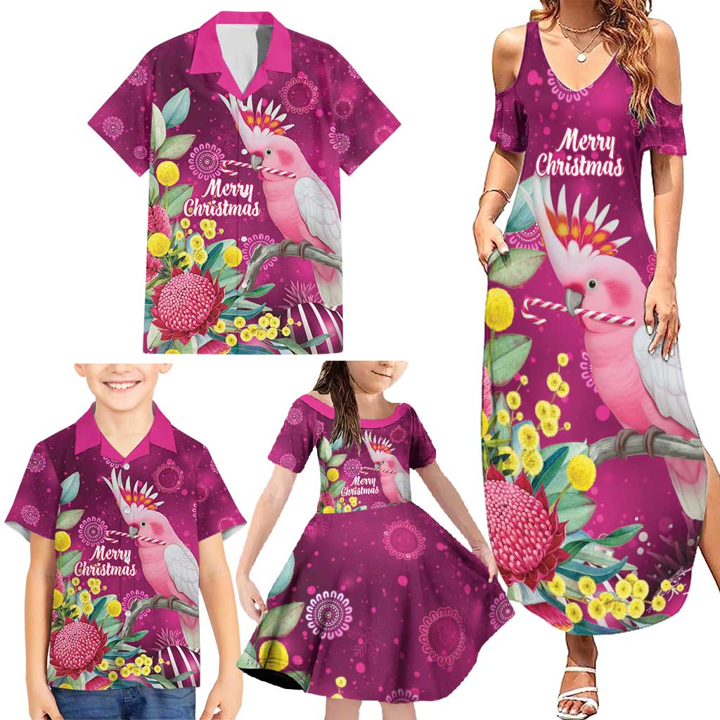 Australia Pink Cockatoo Christmas Family Matching Summer Maxi Dress and Hawaiian Shirt Aussie Native Flowers Merry Xmas - Pink - Aussie Hoodie