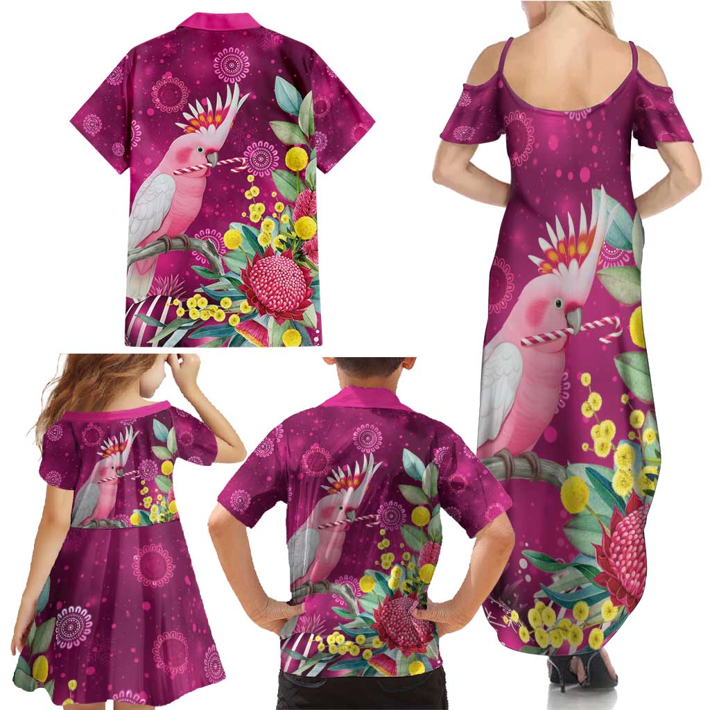 Australia Pink Cockatoo Christmas Family Matching Summer Maxi Dress and Hawaiian Shirt Aussie Native Flowers Merry Xmas - Pink - Aussie Hoodie