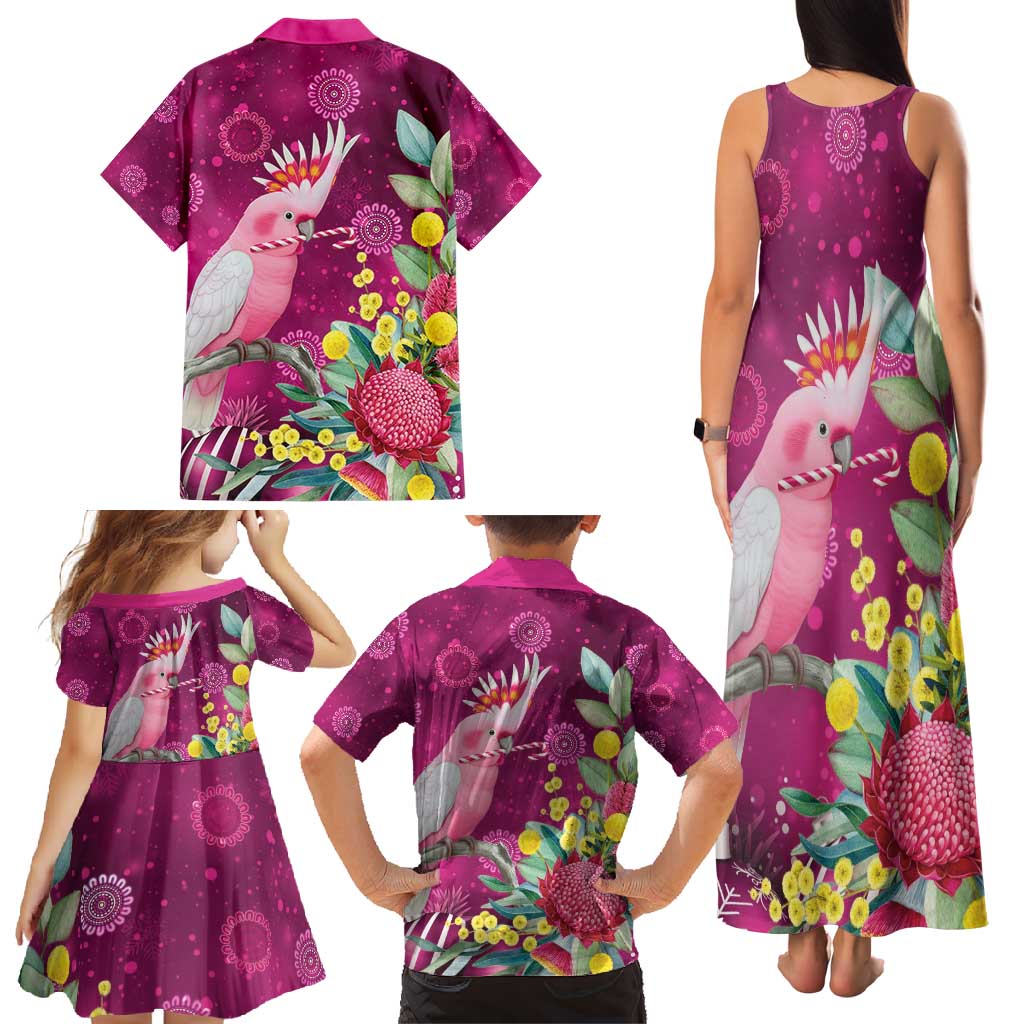 Australia Pink Cockatoo Christmas Family Matching Tank Maxi Dress and Hawaiian Shirt Aussie Native Flowers Merry Xmas - Pink - Aussie Hoodie