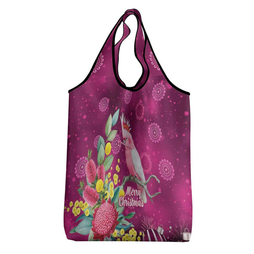Australia Pink Cockatoo Christmas Grocery Bag Aussie Native Flowers Merry Xmas - Pink - Aussie Hoodie
