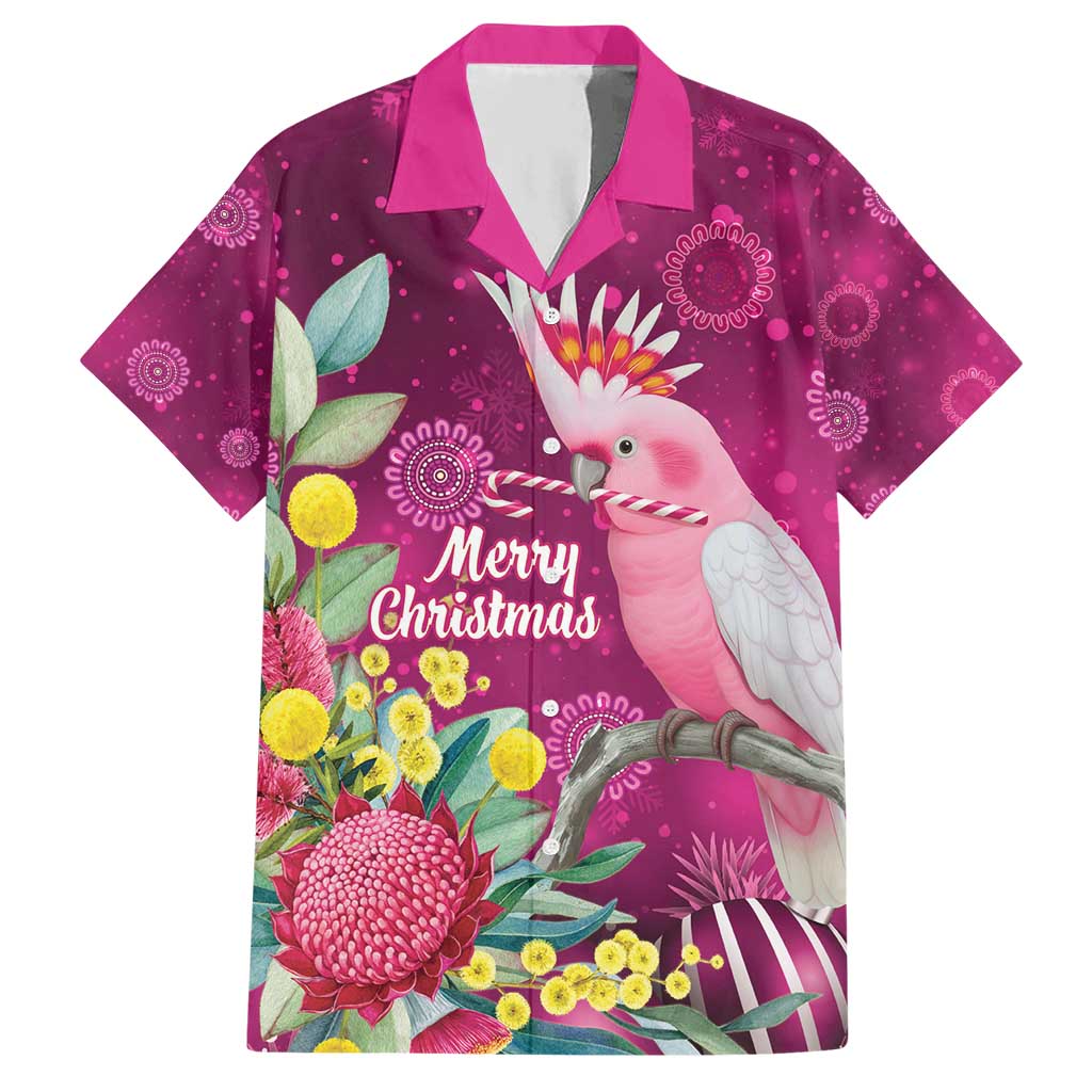 Australia Pink Cockatoo Christmas Hawaiian Shirt Aussie Native Flowers Merry Xmas - Pink - Aussie Hoodie