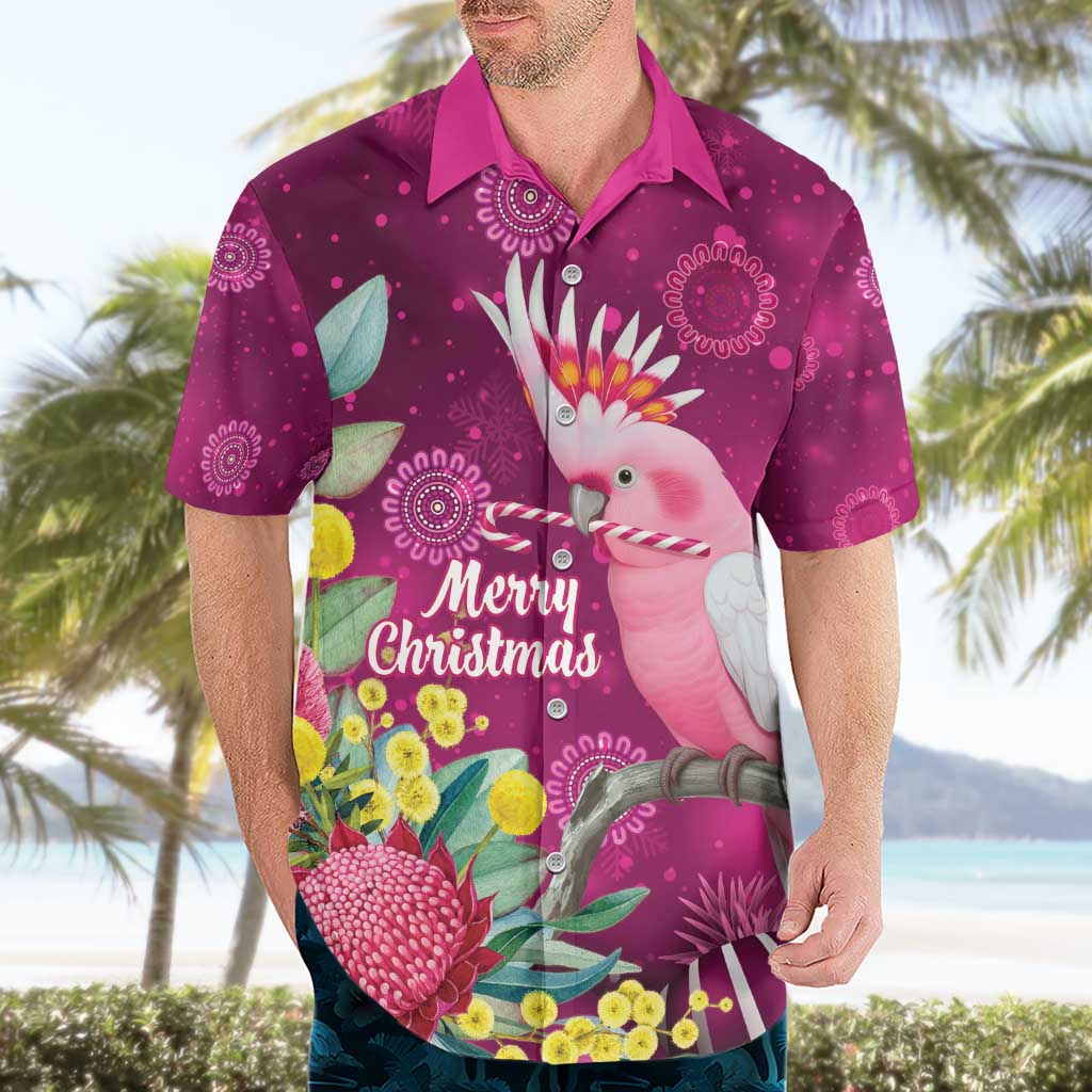 Australia Pink Cockatoo Christmas Hawaiian Shirt Aussie Native Flowers Merry Xmas - Pink - Aussie Hoodie