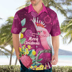 Australia Pink Cockatoo Christmas Hawaiian Shirt Aussie Native Flowers Merry Xmas - Pink - Aussie Hoodie