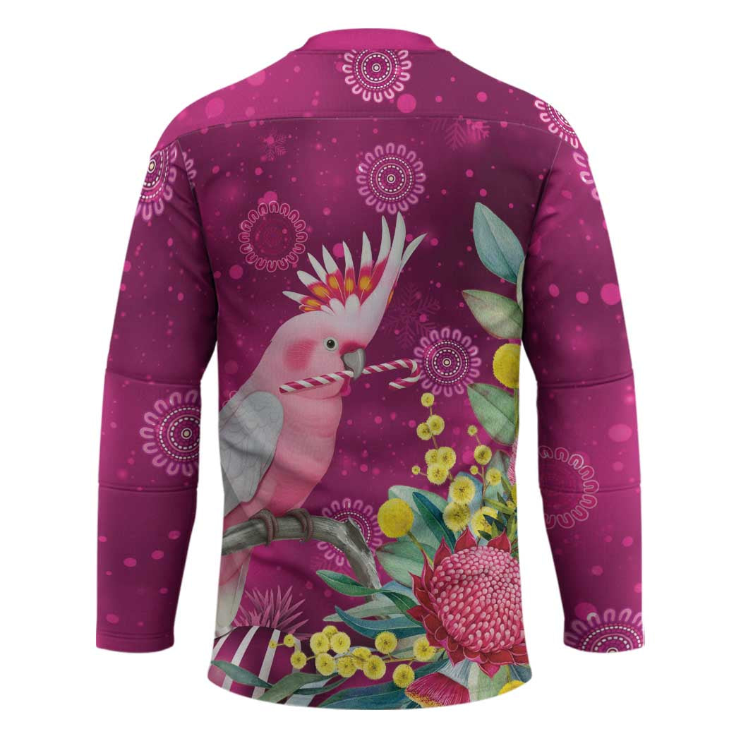 Australia Pink Cockatoo Christmas Hockey Jersey Aussie Native Flowers Merry Xmas - Pink - Aussie Hoodie