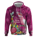 Australia Pink Cockatoo Christmas Hoodie Aussie Native Flowers Merry Xmas - Pink - Aussie Hoodie