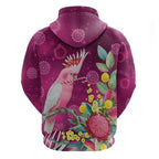 Australia Pink Cockatoo Christmas Hoodie Aussie Native Flowers Merry Xmas - Pink - Aussie Hoodie