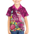 Australia Pink Cockatoo Christmas Kid Hawaiian Shirt Aussie Native Flowers Merry Xmas - Pink - Aussie Hoodie