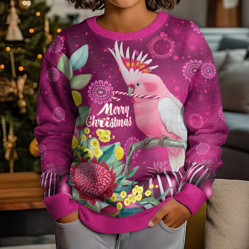 Australia Pink Cockatoo Christmas Kid Ugly Christmas Sweater Aussie Native Flowers Merry Xmas - Pink - Aussie Hoodie