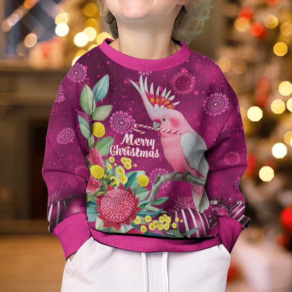 Australia Pink Cockatoo Christmas Kid Ugly Christmas Sweater Aussie Native Flowers Merry Xmas - Pink - Aussie Hoodie
