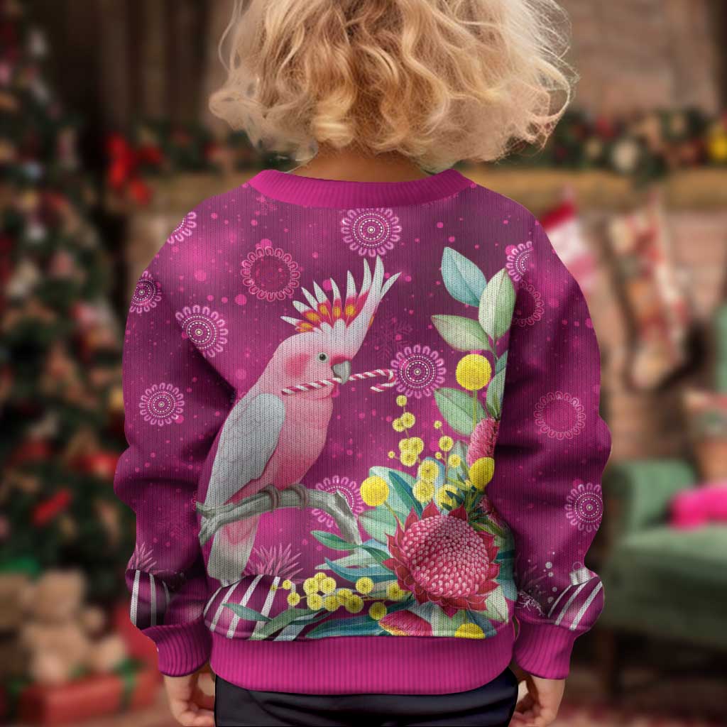 Australia Pink Cockatoo Christmas Kid Ugly Christmas Sweater Aussie Native Flowers Merry Xmas - Pink - Aussie Hoodie
