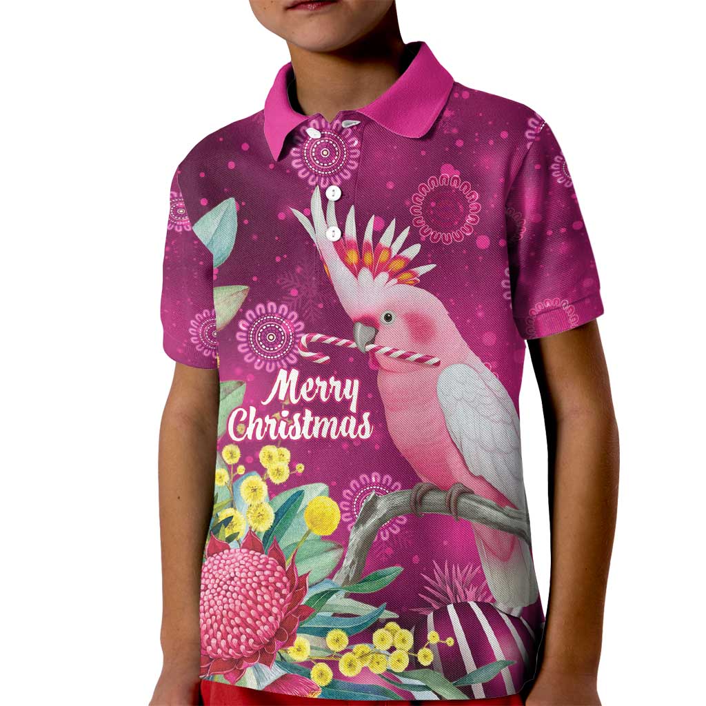Australia Pink Cockatoo Christmas Kid Polo Shirt Aussie Native Flowers Merry Xmas - Pink - Aussie Hoodie
