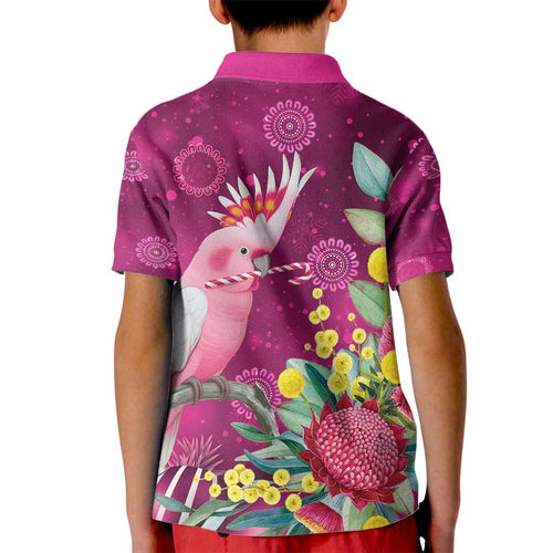 Australia Pink Cockatoo Christmas Kid Polo Shirt Aussie Native Flowers Merry Xmas - Pink - Aussie Hoodie