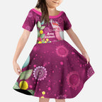 Australia Pink Cockatoo Christmas Kid Short Sleeve Dress Aussie Native Flowers Merry Xmas - Pink - Aussie Hoodie