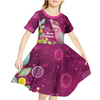 Australia Pink Cockatoo Christmas Kid Short Sleeve Dress Aussie Native Flowers Merry Xmas - Pink - Aussie Hoodie