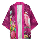 Australia Pink Cockatoo Christmas Kimono Aussie Native Flowers Merry Xmas - Pink - Aussie Hoodie