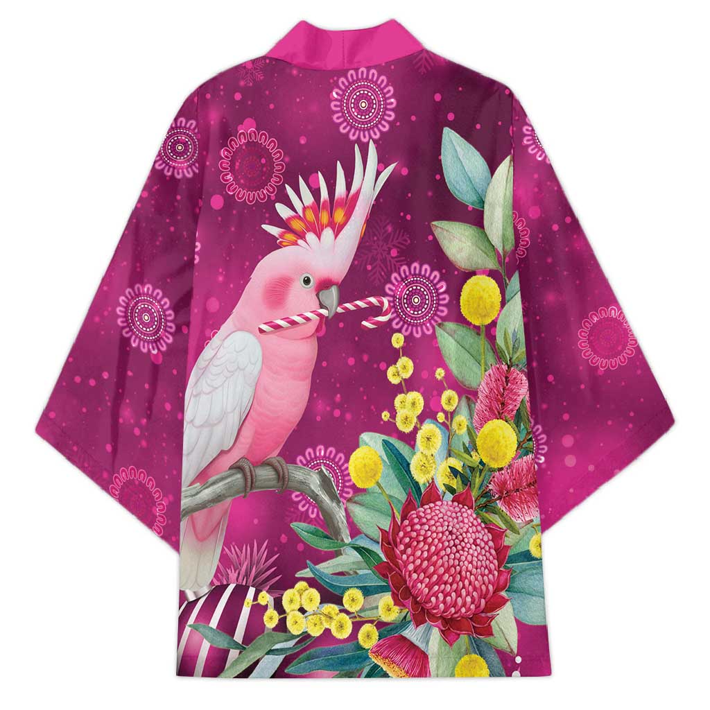 Australia Pink Cockatoo Christmas Kimono Aussie Native Flowers Merry Xmas - Pink - Aussie Hoodie