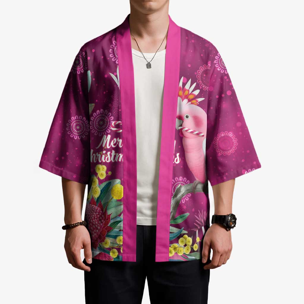 Australia Pink Cockatoo Christmas Kimono Aussie Native Flowers Merry Xmas - Pink - Aussie Hoodie