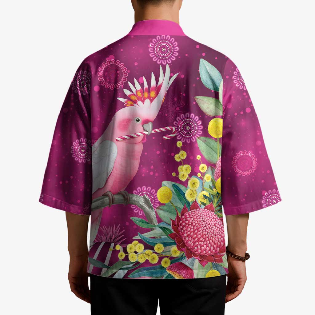 Australia Pink Cockatoo Christmas Kimono Aussie Native Flowers Merry Xmas - Pink - Aussie Hoodie