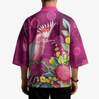 Australia Pink Cockatoo Christmas Kimono Aussie Native Flowers Merry Xmas - Pink - Aussie Hoodie