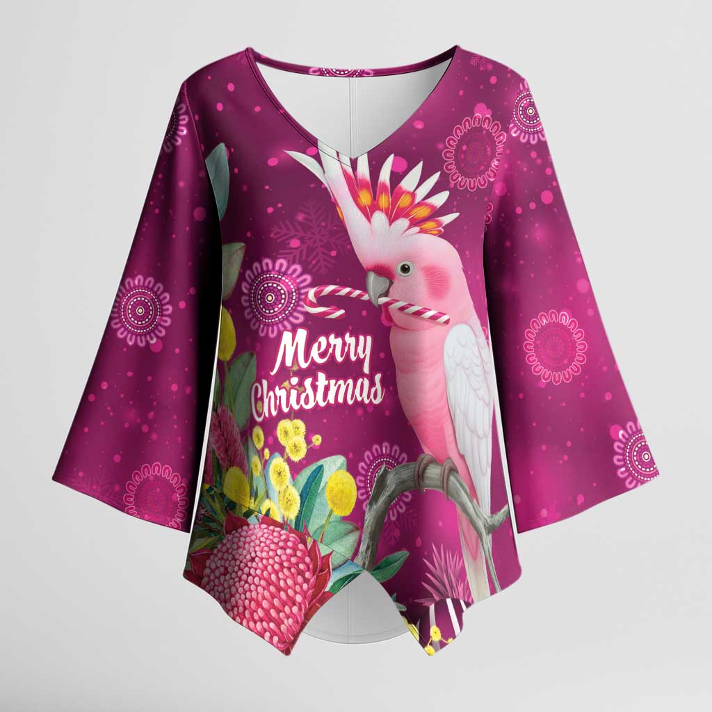 Australia Pink Cockatoo Christmas Kimono Sleeve Blouse Aussie Native Flowers Merry Xmas - Pink - Aussie Hoodie